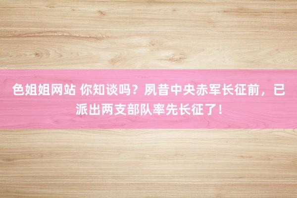 色姐姐网站 你知谈吗？夙昔中央赤军长征前，已派出两支部队率先长征了！
