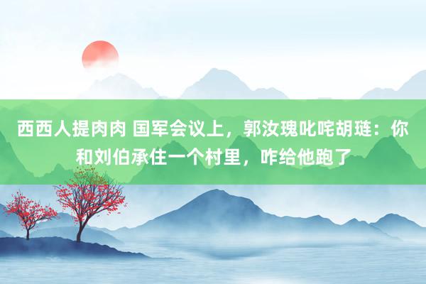 西西人提肉肉 国军会议上，郭汝瑰叱咤胡琏：你和刘伯承住一个村里，咋给他跑了