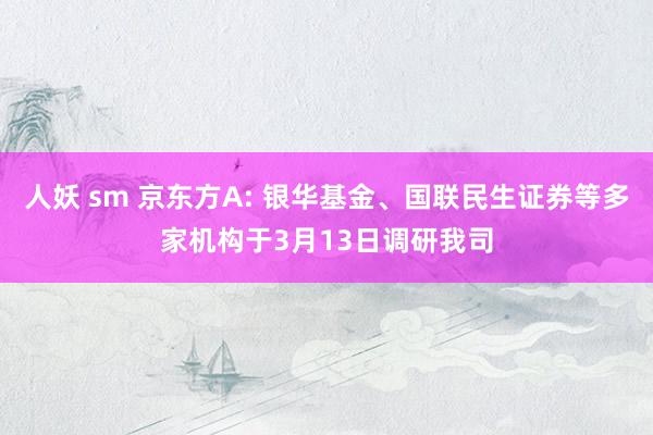 人妖 sm 京东方A: 银华基金、国联民生证券等多家机构于3月13日调研我司